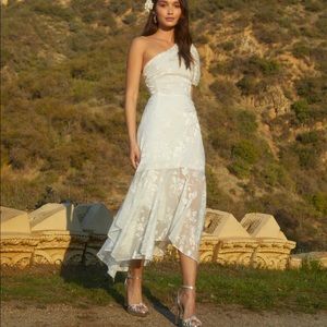 ASTR The Label Santorini One Shoulder White Dress NWT